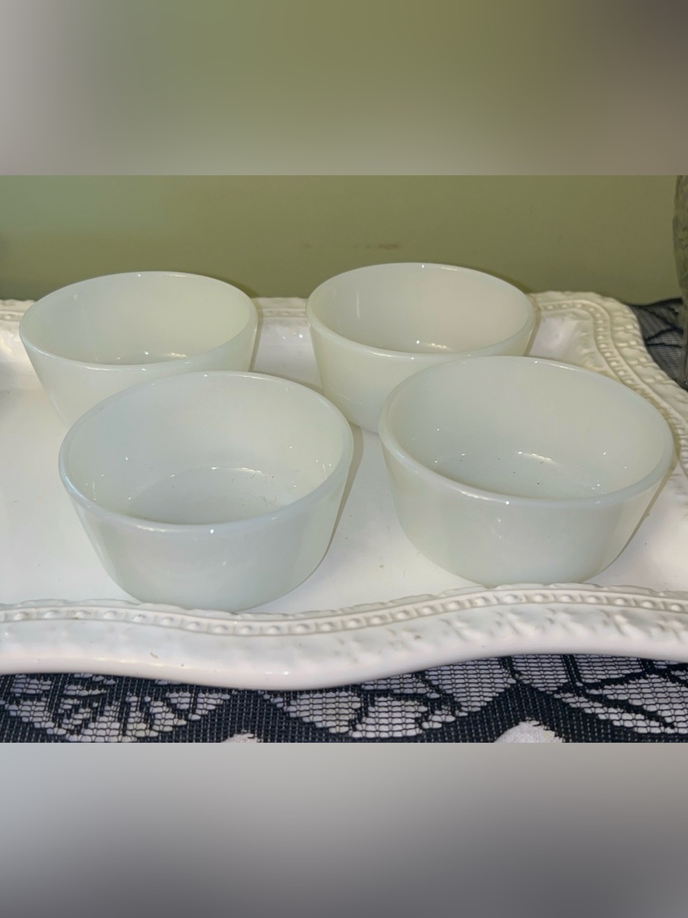Anchor Hocking Fire-King Milk Glass Custard Cups Set of 4